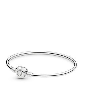 Pandora Jewelry - MOMENTS SILVER BANGLE BRACELET, HEART CLASP SIlver Pandora Jewelry - MOMENTS SILVER BANGLE BRACELET, HEART CLASP SIlver